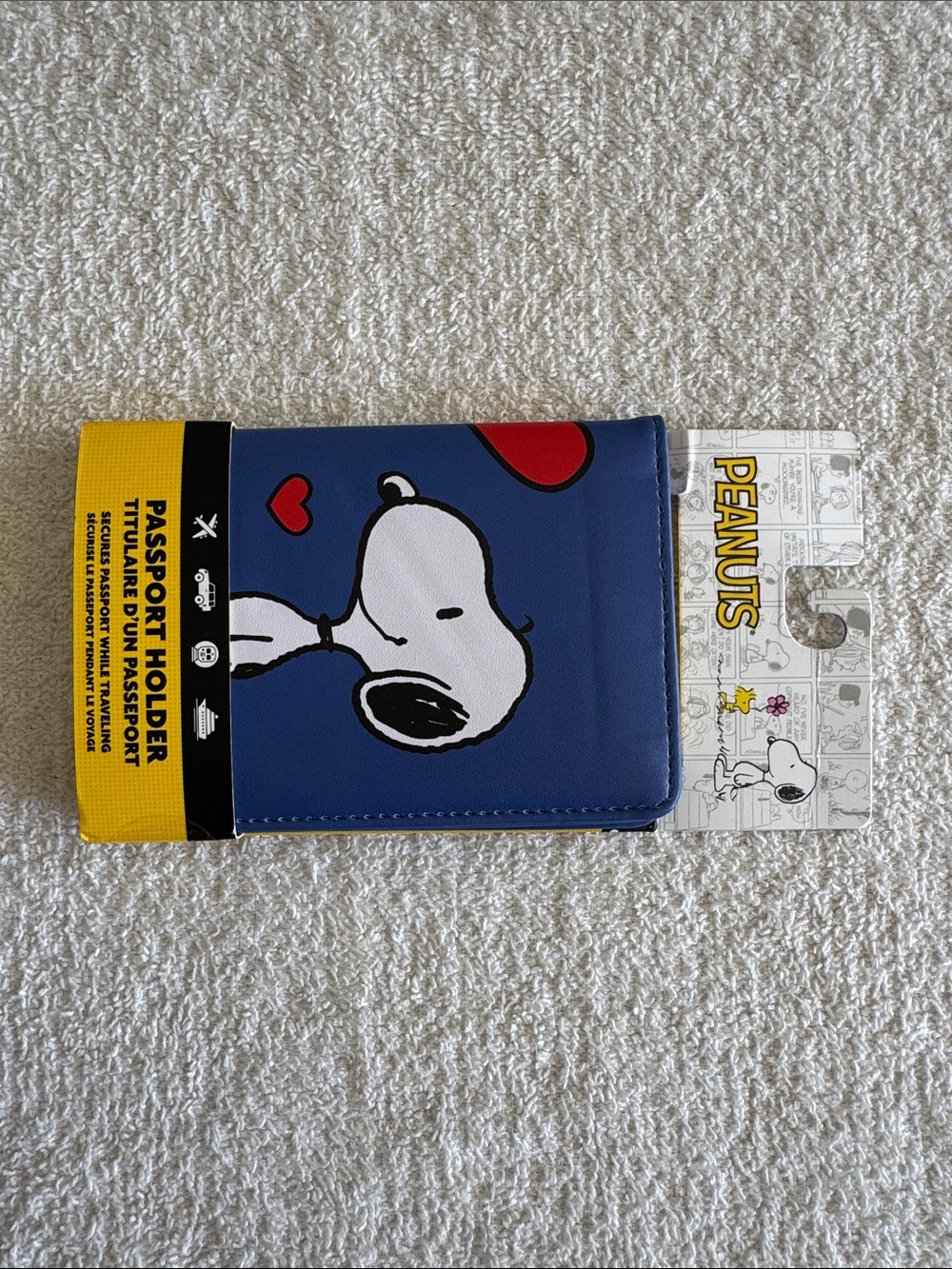 Peanuts Snoopy Blue Passport Holder with Red Heart Accents - Picture 4 of 11
